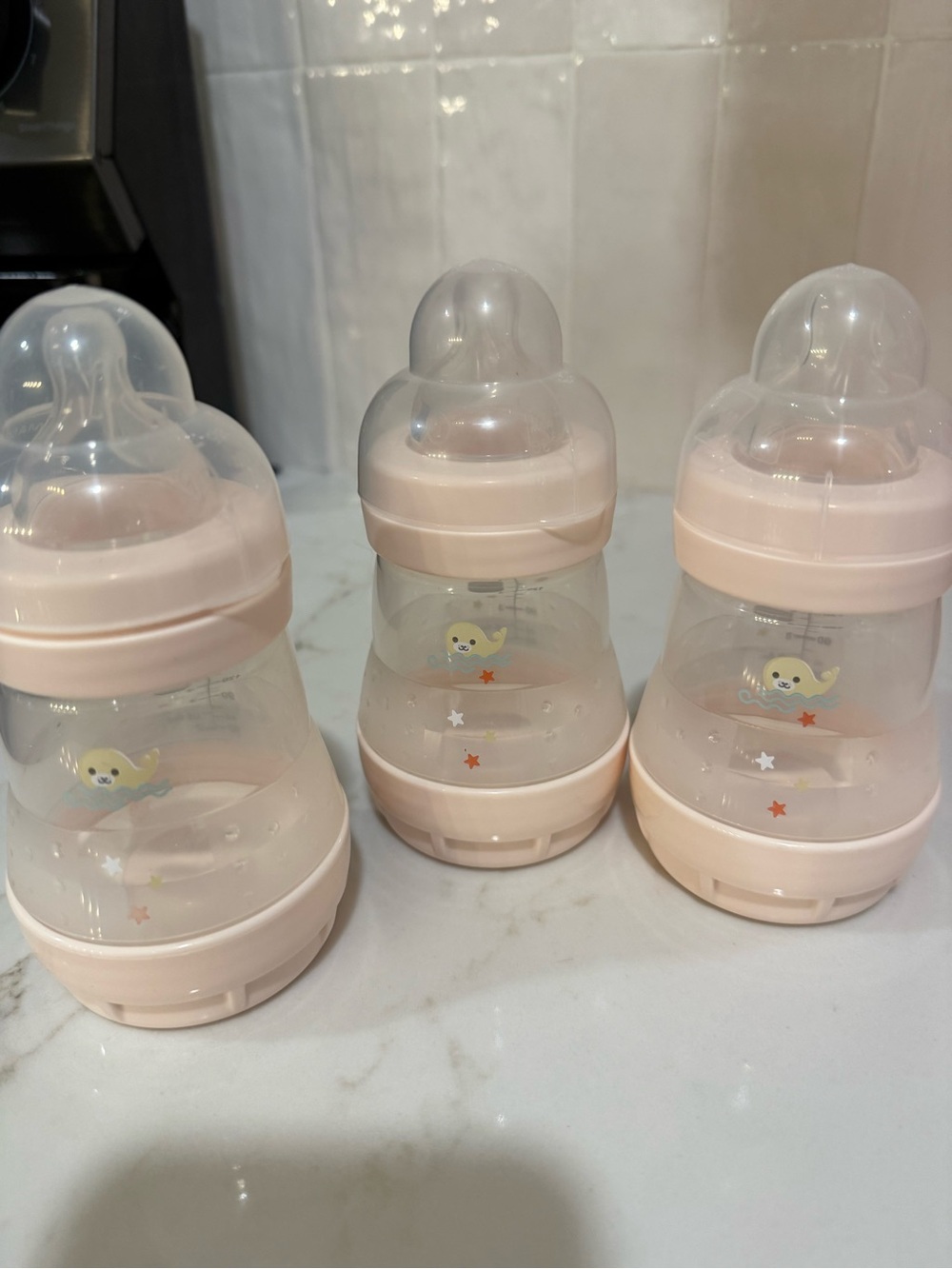 Pink Baby Feeding Bottle Set with Soft Nipples (3-Pack)